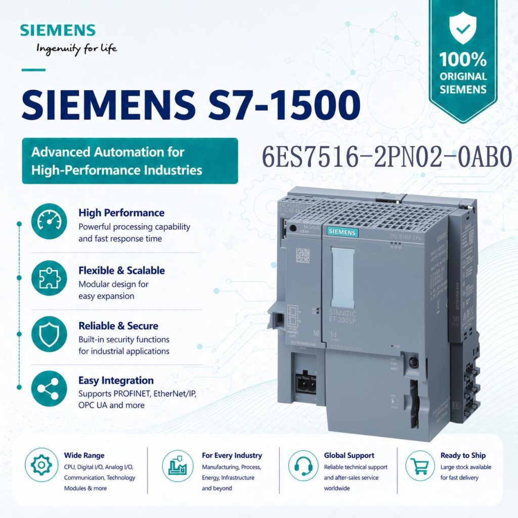 Siemens 6ES7516-2PN02-0AB0 Dual PROFINET CPU fo...